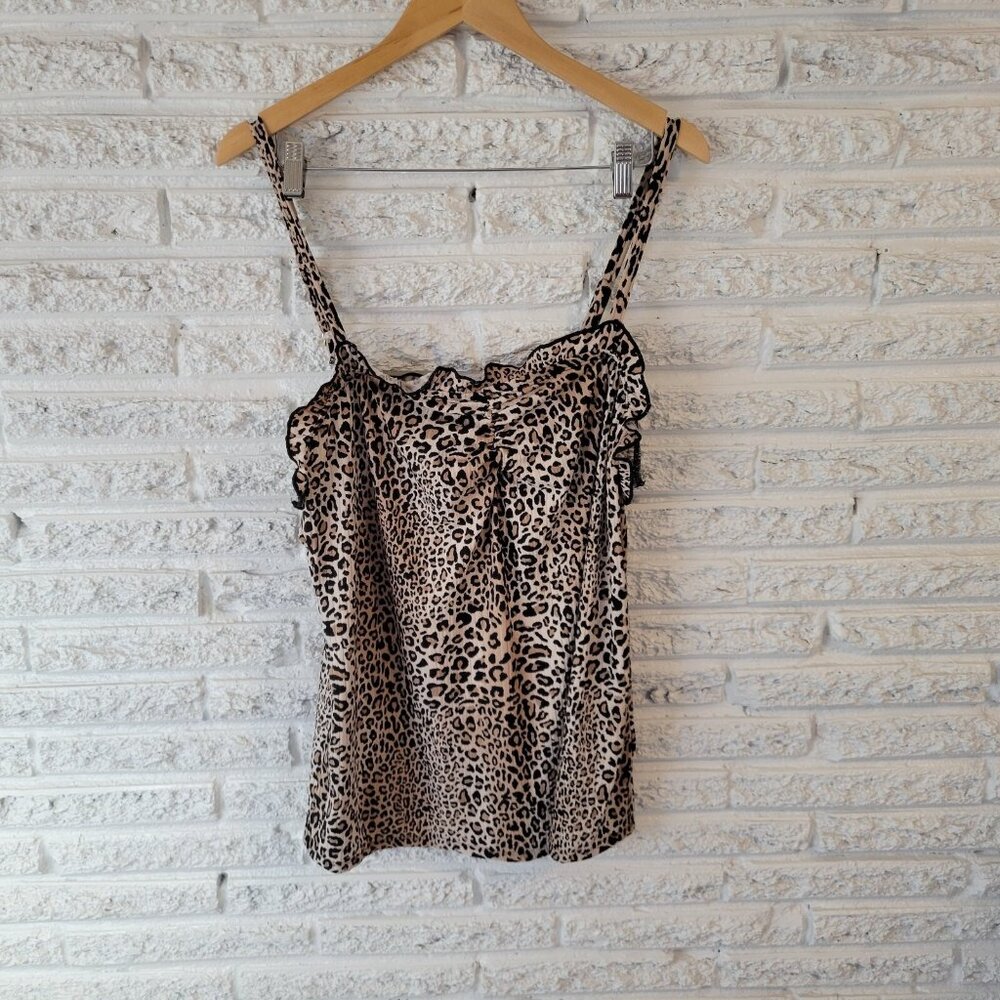 White Birch Womens Top 1X Plus Camisole Tan Animal Print Spaghetti ANI19E